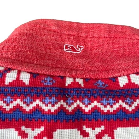 Vineyard Vines Half Zip Fair Isle Shoulder Relaxed Curved Hem Shep Shirt Small - Picture 6 of 6